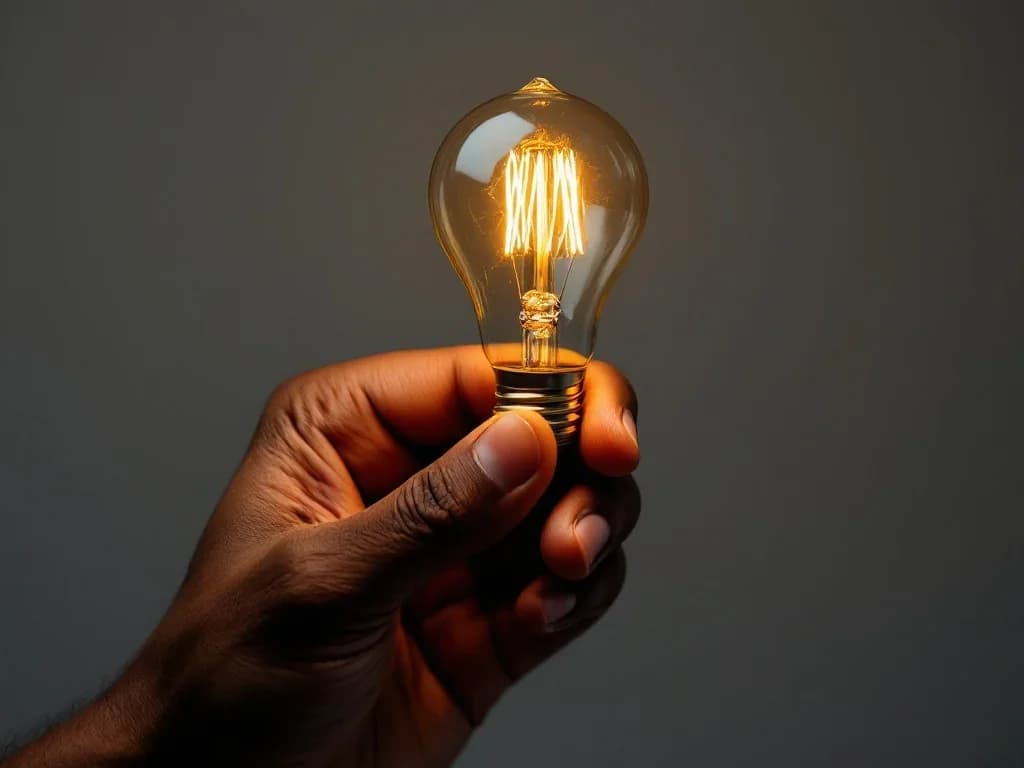 Hand cradling a softly glowing filament lightbulb, metaphor for ideas, partnership and the moment a business case becomes obvious. Cover for the Jubez Digital agency partnership case study.